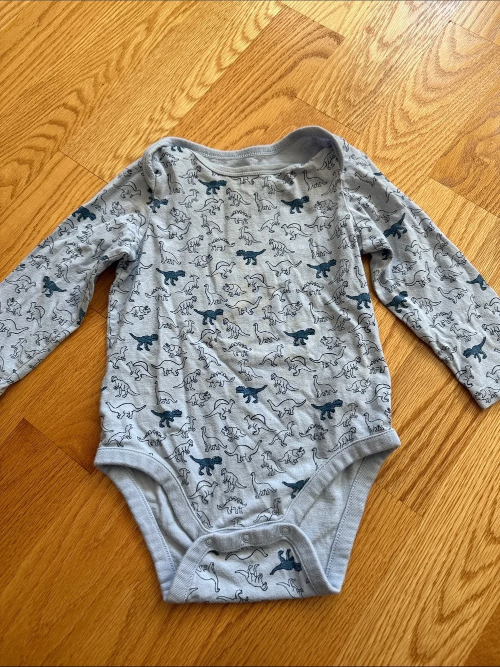 GAP Gray Long-Sleeve Dinosaur Print One-Piece